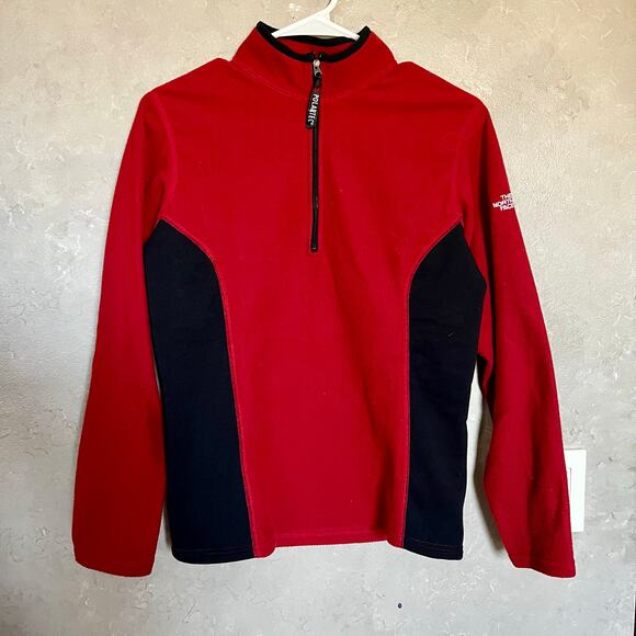 The North Face Women's Polartec Half Zip Fleece Pullover-Red/Black - Picture 7 of 14